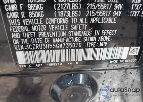 2016 Honda Hr-V Ex z USA, uszkodzony, nr VIN 3CZRU5H55GM735079